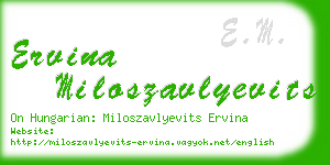 ervina miloszavlyevits business card